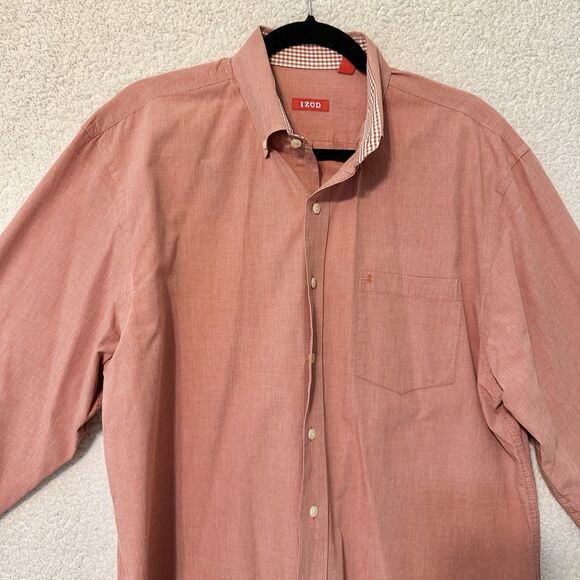 IZOD Dress Shirt Mens L 100% Cotton Long Sleeve Collared Button‎ Down - Picture 3 of 14